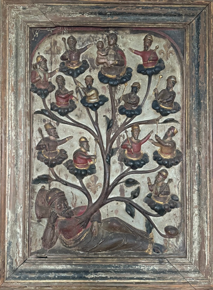 A Rare Carved And Polychrome 16th Century Panel Depicting The Tree Of Jesse