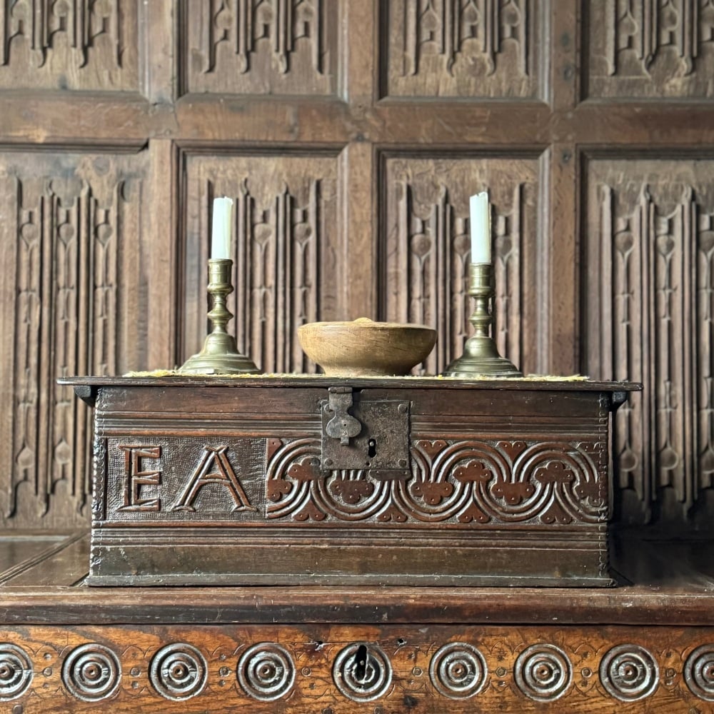 A Charles II Carved Oak Bible Box From The Ribble Valley With Initials E.A . SOLD ðŸ”´