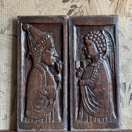 A Pair of 16th Century French Panels Depicting The Story Of The Pope And An