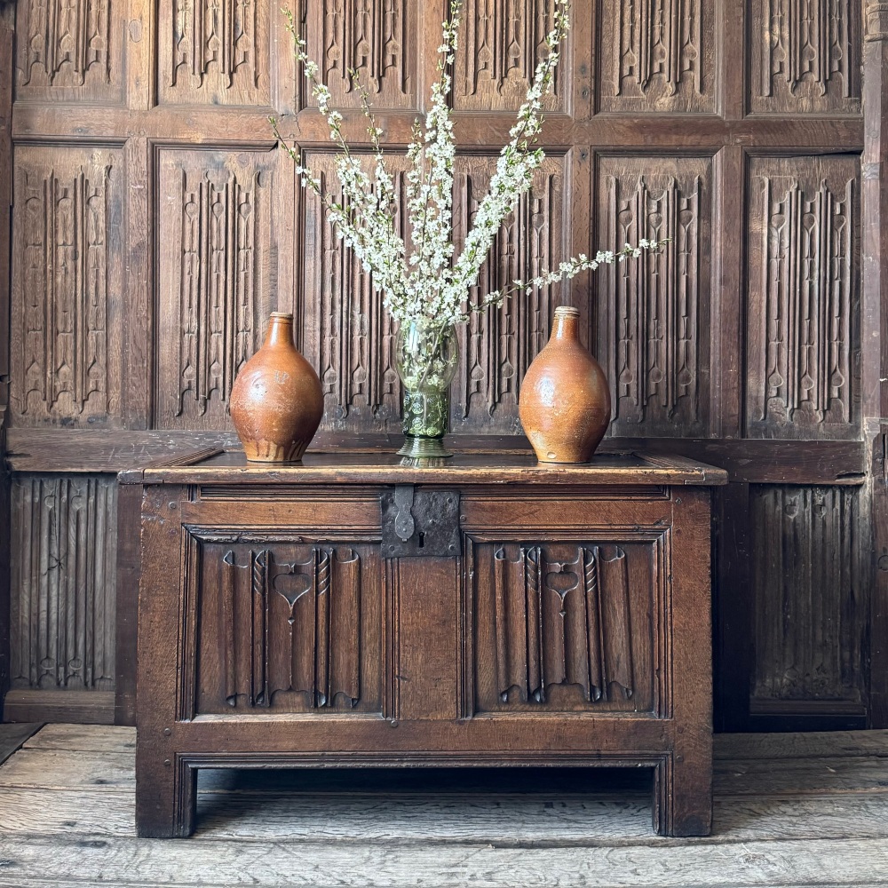 A Henry VIII Period English Oak Linenfold Chest.SORRY SOLD