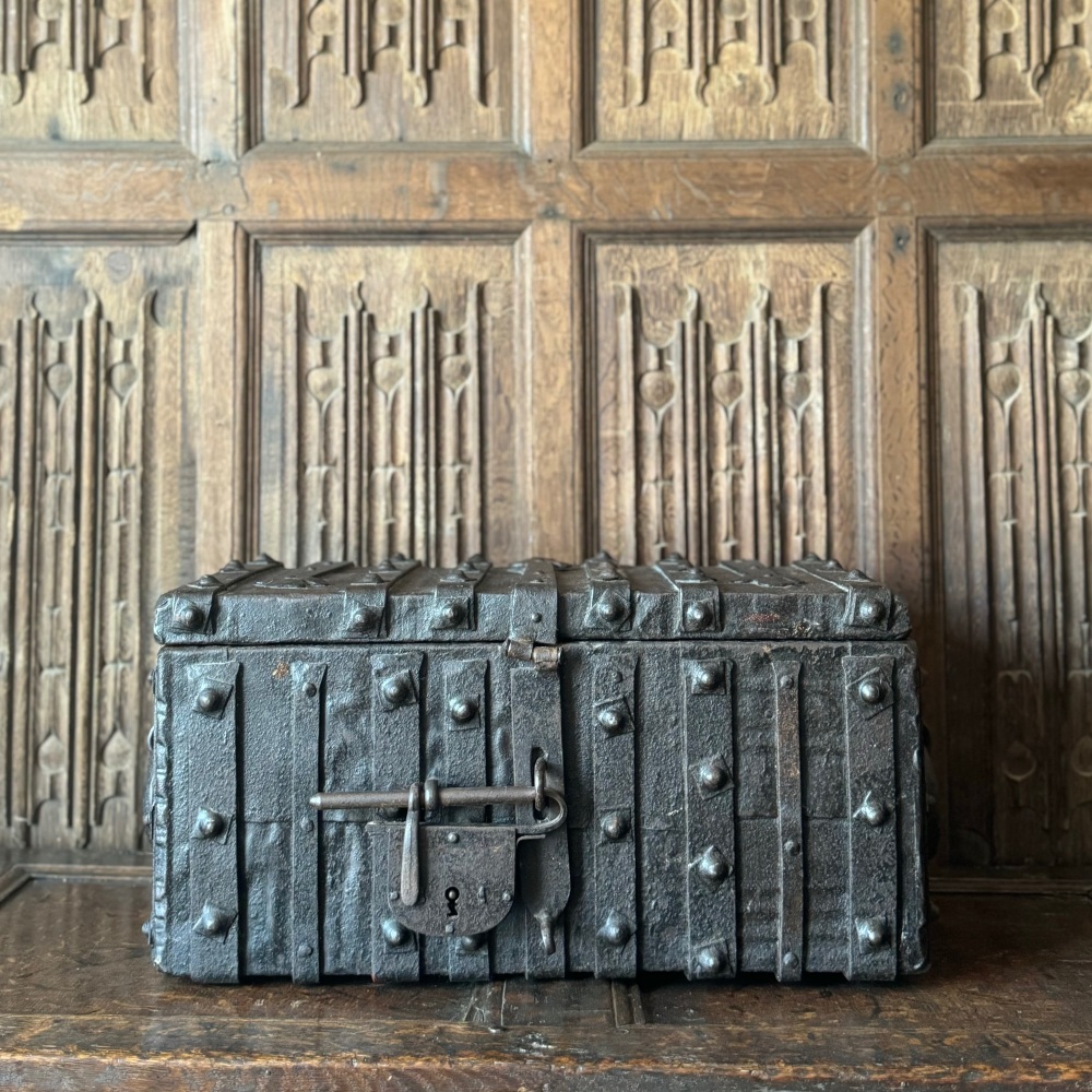 A Rare Medieval Iron Bound Strong Box With Its Original Lock And Key. SOLD ðŸ”´