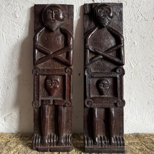 A Great Pair Of Elizabethan Carved Oak Caryatids.