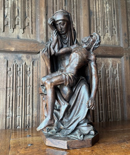 A 16th Century Carved Oak Depiction Of The Pieta.