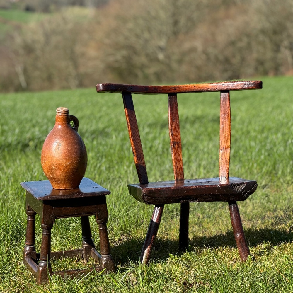 An 18th Century Welsh Ash And Elm Stick Chair.