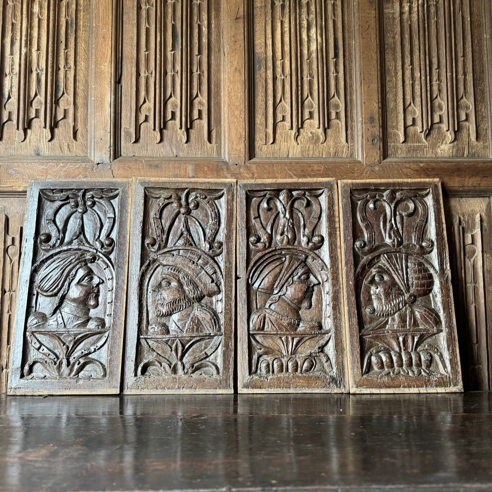 A Fabulous Set Of Four 16th Century Carved Oak Profile Panels.SOLD&eth;&acute;