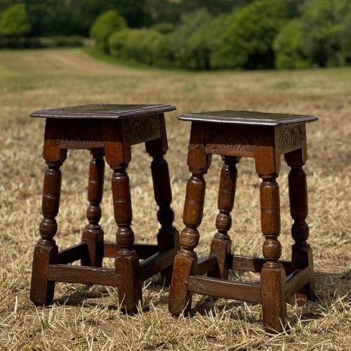 A Rare Pair Of Charles I Oak Joint Stools .Gloucestershire,Circa 1630