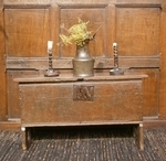 Late Elizabethan Oak Six Plank Chest Of Small Proportions