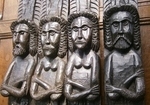 A Rare Set Of Four Jacobean Carved Oak Caryatid Figures 5ft High.
