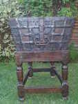 A late medieval oak and iron bound stron box