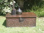 A 17th century carved oak bible box