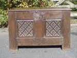 An Extremely Rare English Gothic Oak Coffer With Tracery And Linenfold Panels
