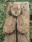 A sculptural 15th century medieval carved oak corbel of an angel