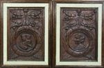 A Pair Of English Tudor Carved Oak Romayne Profile Panels