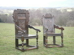 A Pair Of 17th Century Yorkshire Carved Oak Wainscot Chairs