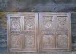 A fine pair of 16th century carved oak romayne panel doors 