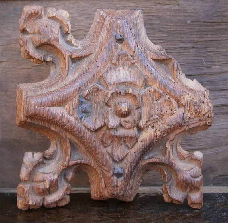 A 15th Century English Carved Oak Roof Boss