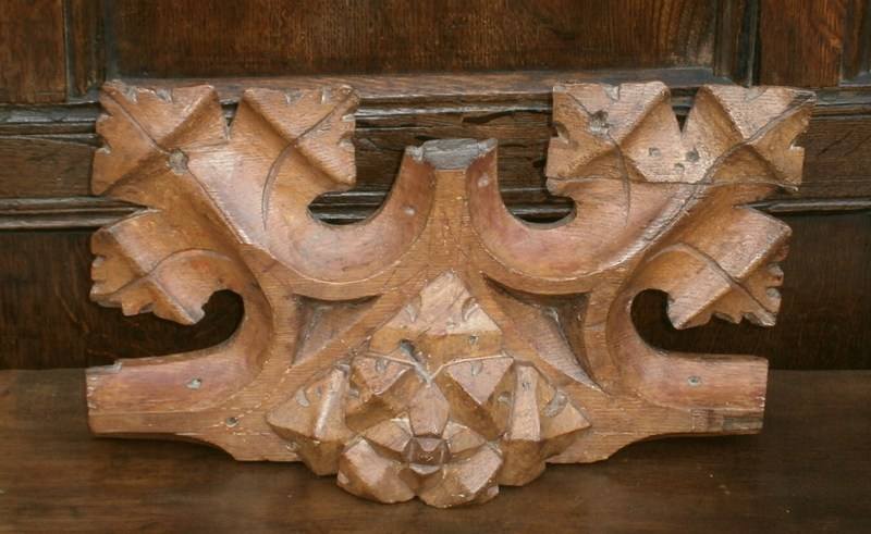 A 15th century English Medieval Carved Oak Roof Boss