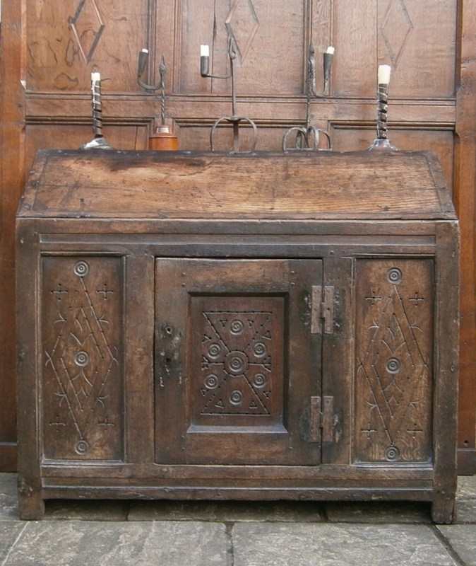 A Rare English 16th Century Oak Dole Cupboard