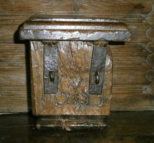 16th century English oak dug out  offeratory box 