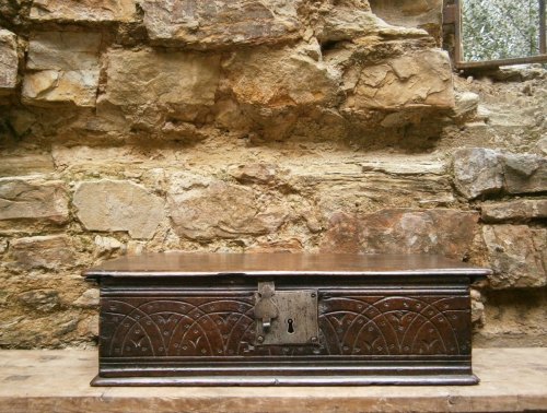 17th Century Carved Oak Bible Box