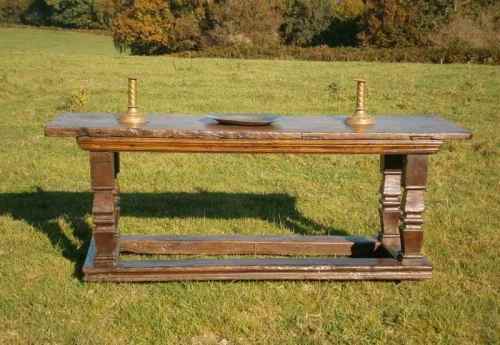 16th century Chestnut Altar Table with Single Plank Top