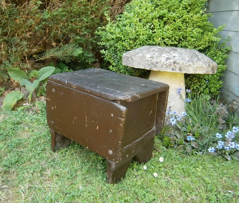Early 19th Century Welsh Primitive Board Stool With Original Paint SOLD