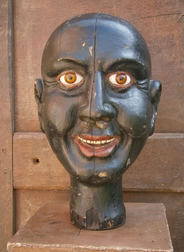 A Rare 19th Century Carved Blackamoor Head Possibly A Tobacconist's Sign