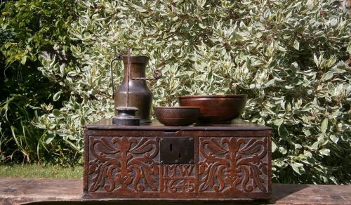 17th Century Dated Carved Oak Bible Box MW 1645.