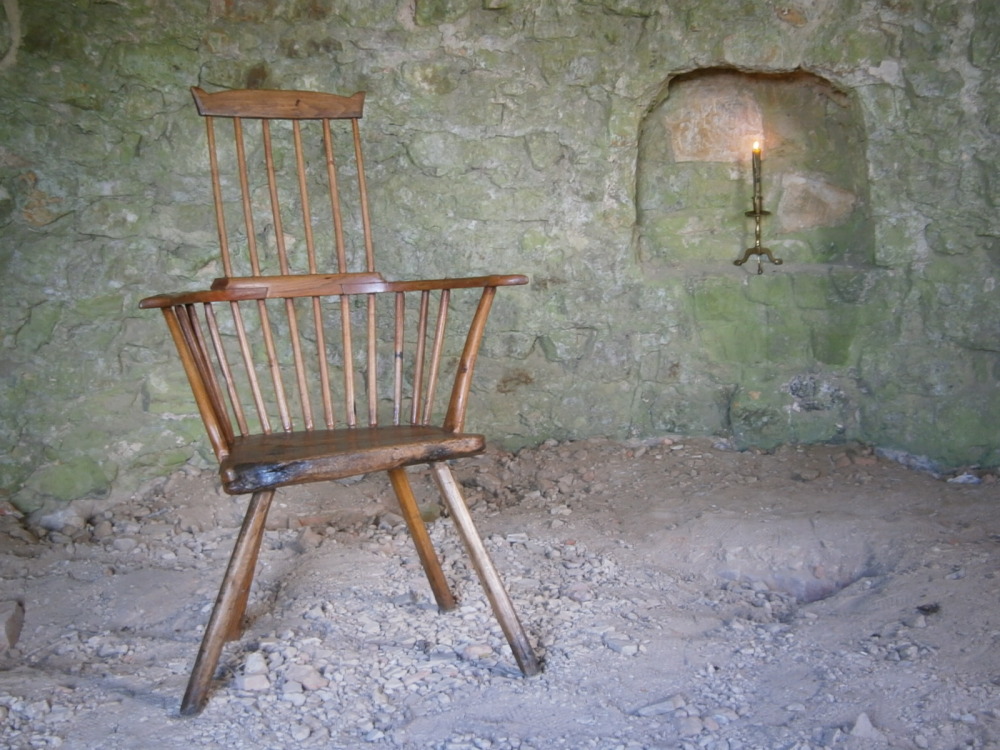 18th Century West Country stick back chair of primitive construction SOLD