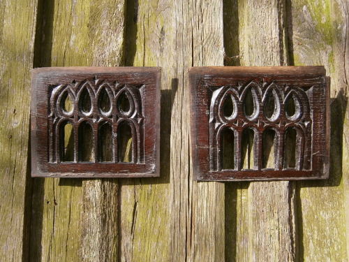 A Pair Of English Gothic Oak Pierced Tracery Panels