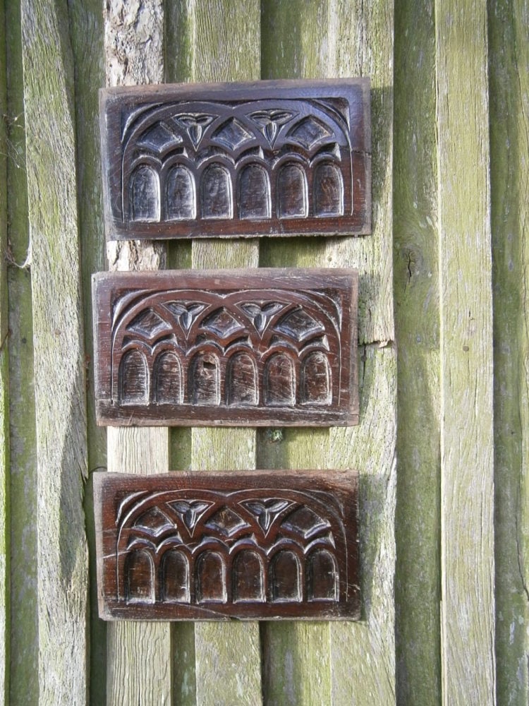 A Set Of Three 16th Century Carved Oak Gothic Tracery Panels