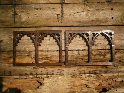 A Rare Pair Of 15th Century English Carved Oak Tracery Panels