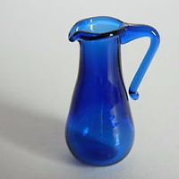 Blue tall glass pitcher
