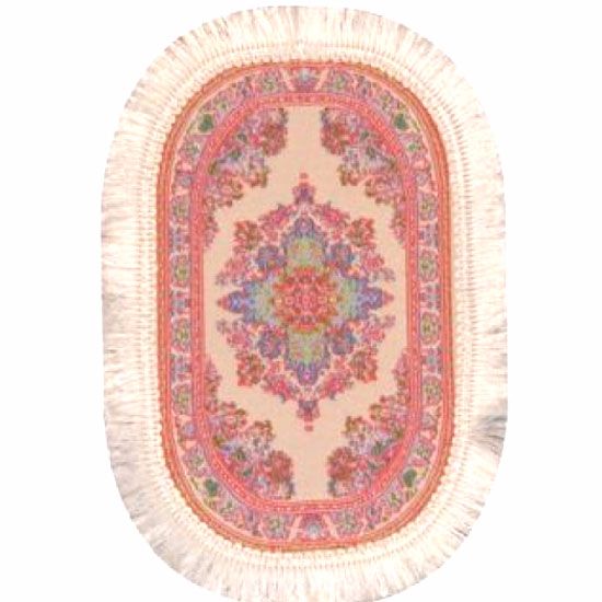 Pink and Cream oval rug