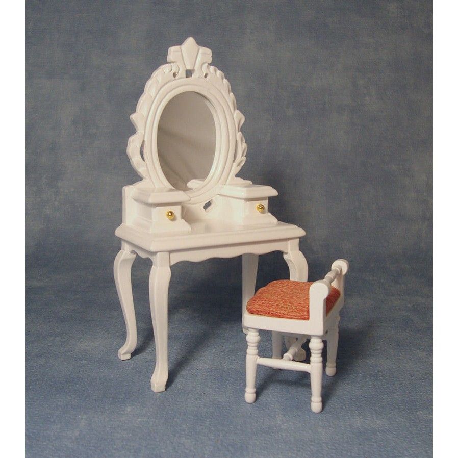 White dressing table and stool