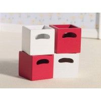 Cherry and White Storage boxes, 4 pack