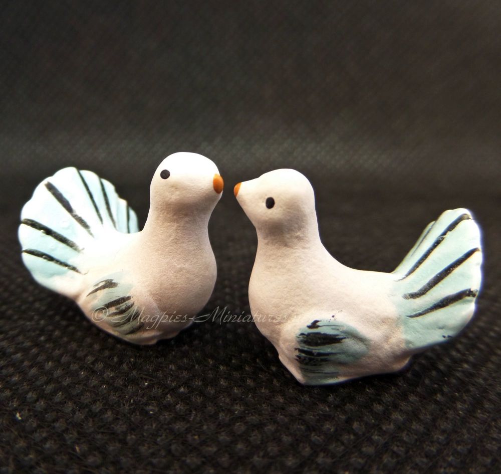 Pair of Decorated Turtle Dove Ornaments