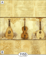 Wallpaper - String Instruments - Brown - Pattern B with Border