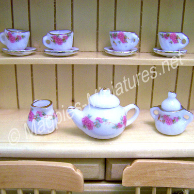 Tea Set - dainty pink flower - ONLY FILLED NOW AVAILABLE