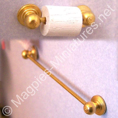 Brass Towel Rail and Toilet Roll