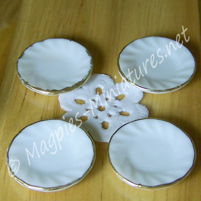 Pack of 4 Gold Rimmed Ceramic Side Plates