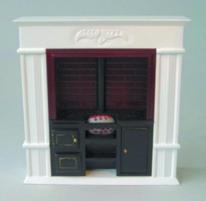 6" Range with White Fireplace