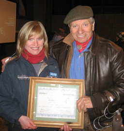 Monty Roberts presenting me with my MRPCH certificate 