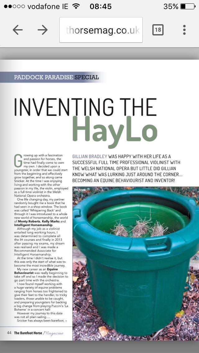 An article about one of my other projects, developing the HayLo slow down hay feeder. 