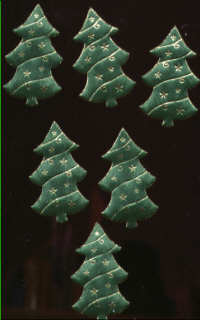 Fabric Padded Christmas Trees - Green/Gold