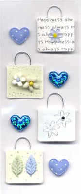 Card Embellishments - Blue Hearts