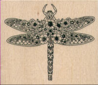 Holly Berry House Dragonfly Wood Mounted Rubber Stamp