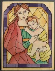 Rubber Stampede Stained Glass Mother & Child Wood Mounted Rubber Stamp