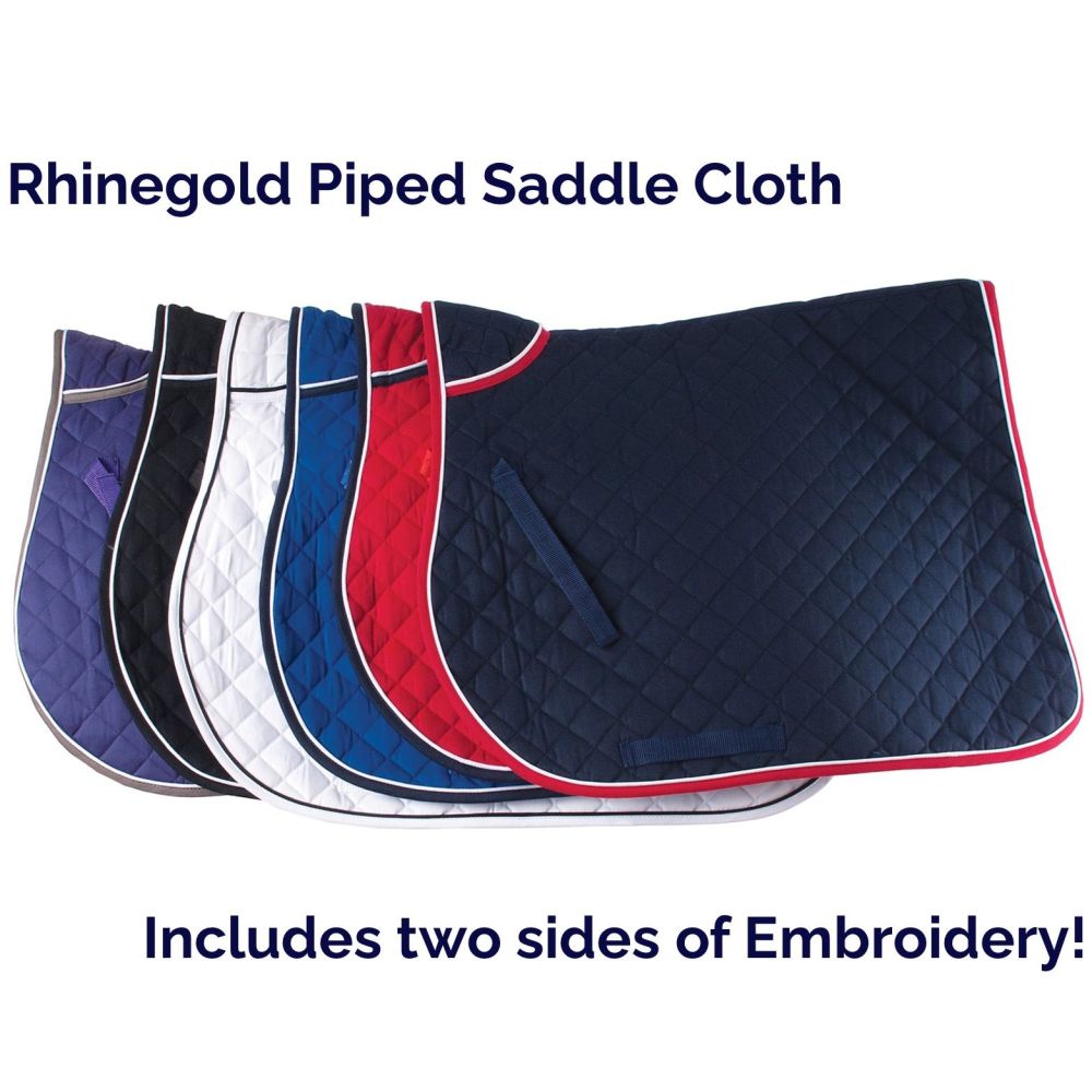 Rhinegold Piped Saddle Cloth including two sides of Embroidery