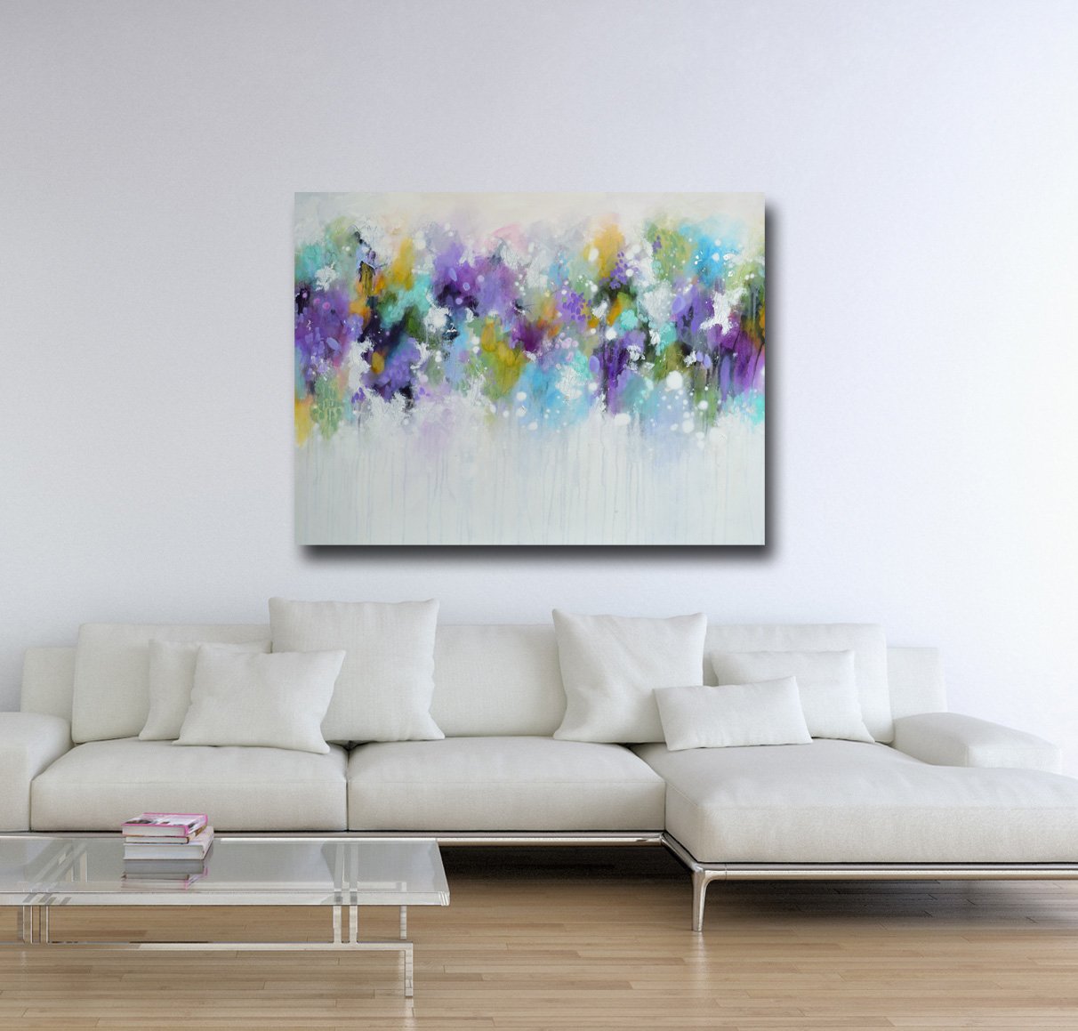 Large purple and green abstract painting